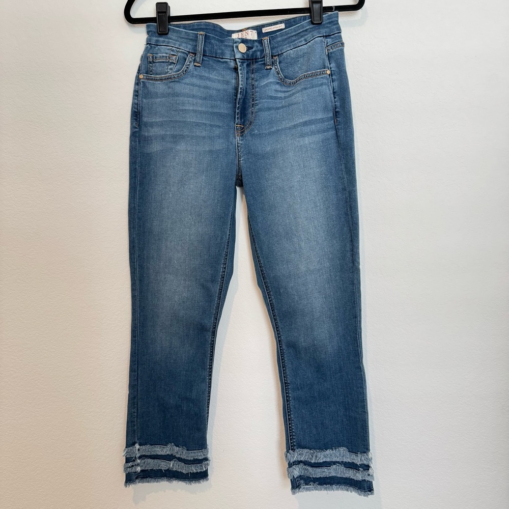 Jen 7 by 7 for All Mankind Cropped Straight Denim Blue Jeans